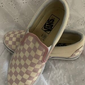 Checkerboard Vans Slip On canvas Sneaker 6.5 Lilac/Tan
